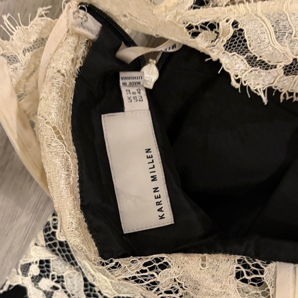 Karen Millen Lace Halter Midi Dress in Black and Cream - Picture 10 of 10